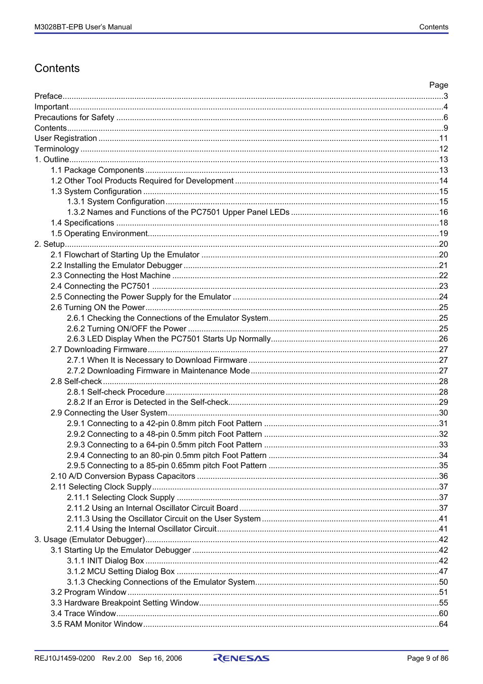 Renesas M3028BT-EPB User Manual | Page 11 / 88