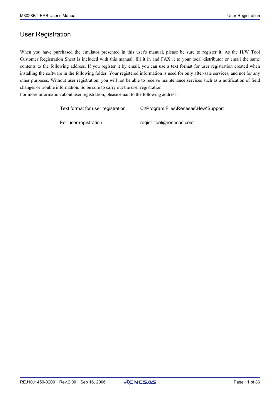 User registration | Renesas M3028BT-EPB User Manual | Page 13 / 88