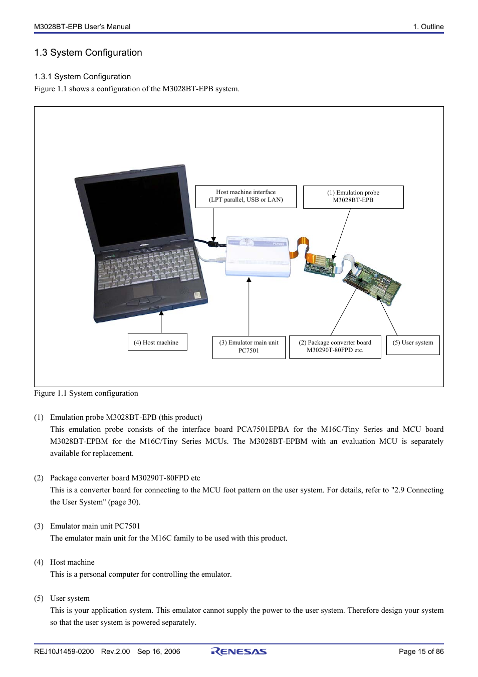3 system configuration, 1 system configuration | Renesas M3028BT-EPB User Manual | Page 17 / 88