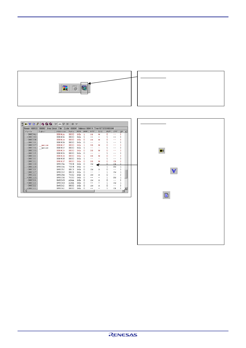 4 trace window | Renesas M3028BT-EPB User Manual | Page 62 / 88