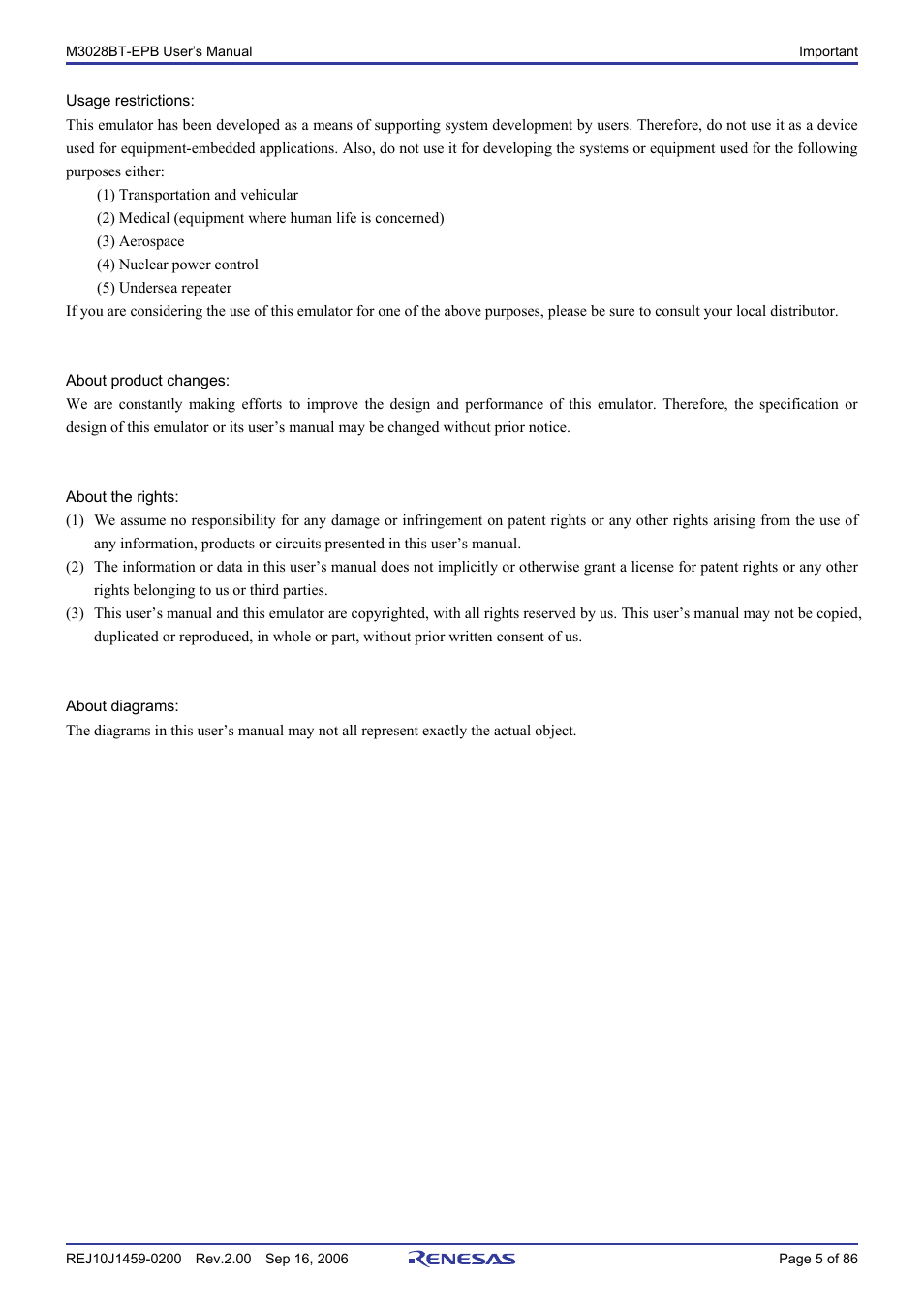 Renesas M3028BT-EPB User Manual | Page 7 / 88