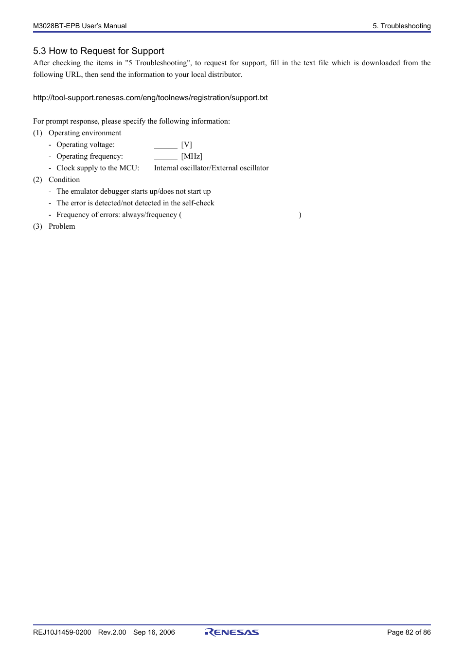 3 how to request for support | Renesas M3028BT-EPB User Manual | Page 84 / 88