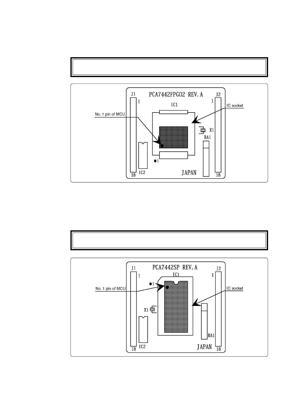 2) for pca7442fpg02, 3) for pca7442sp | Renesas PROM Programming Adapters PCA7442FPG02 User Manual | Page 12 / 20