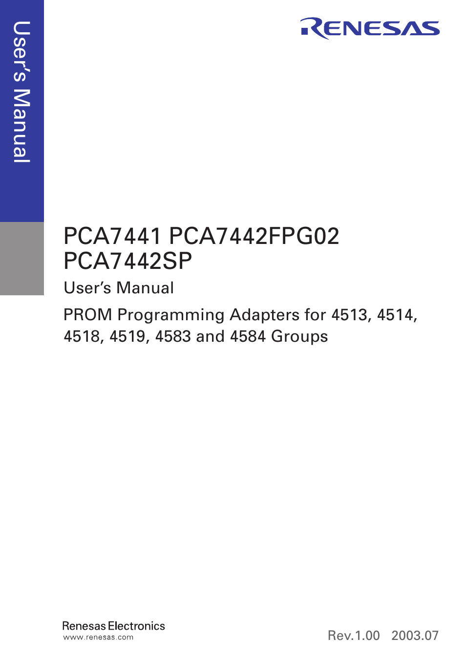 Renesas PROM Programming Adapters PCA7442FPG02 User Manual | Page 3 / 20