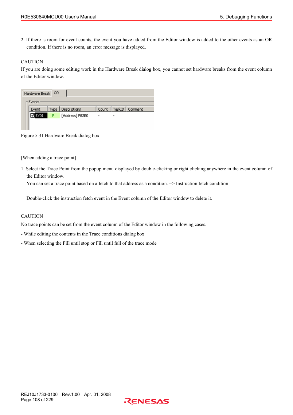 Renesas R0E530640MCU00 User Manual | Page 108 / 229