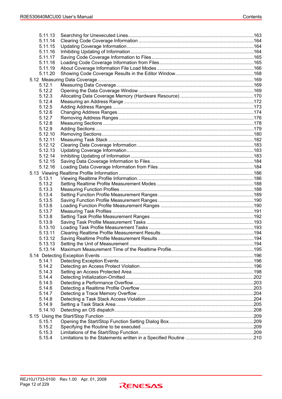 Renesas R0E530640MCU00 User Manual | Page 12 / 229