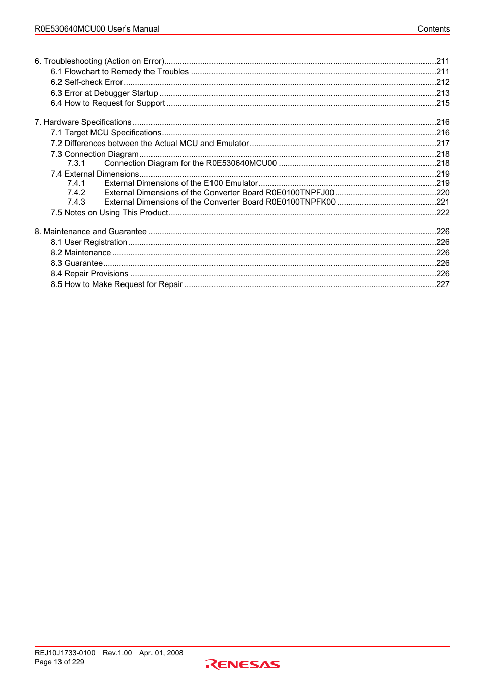 Renesas R0E530640MCU00 User Manual | Page 13 / 229
