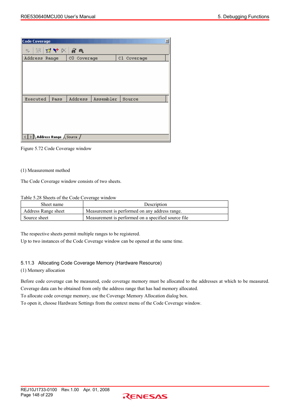 Renesas R0E530640MCU00 User Manual | Page 148 / 229