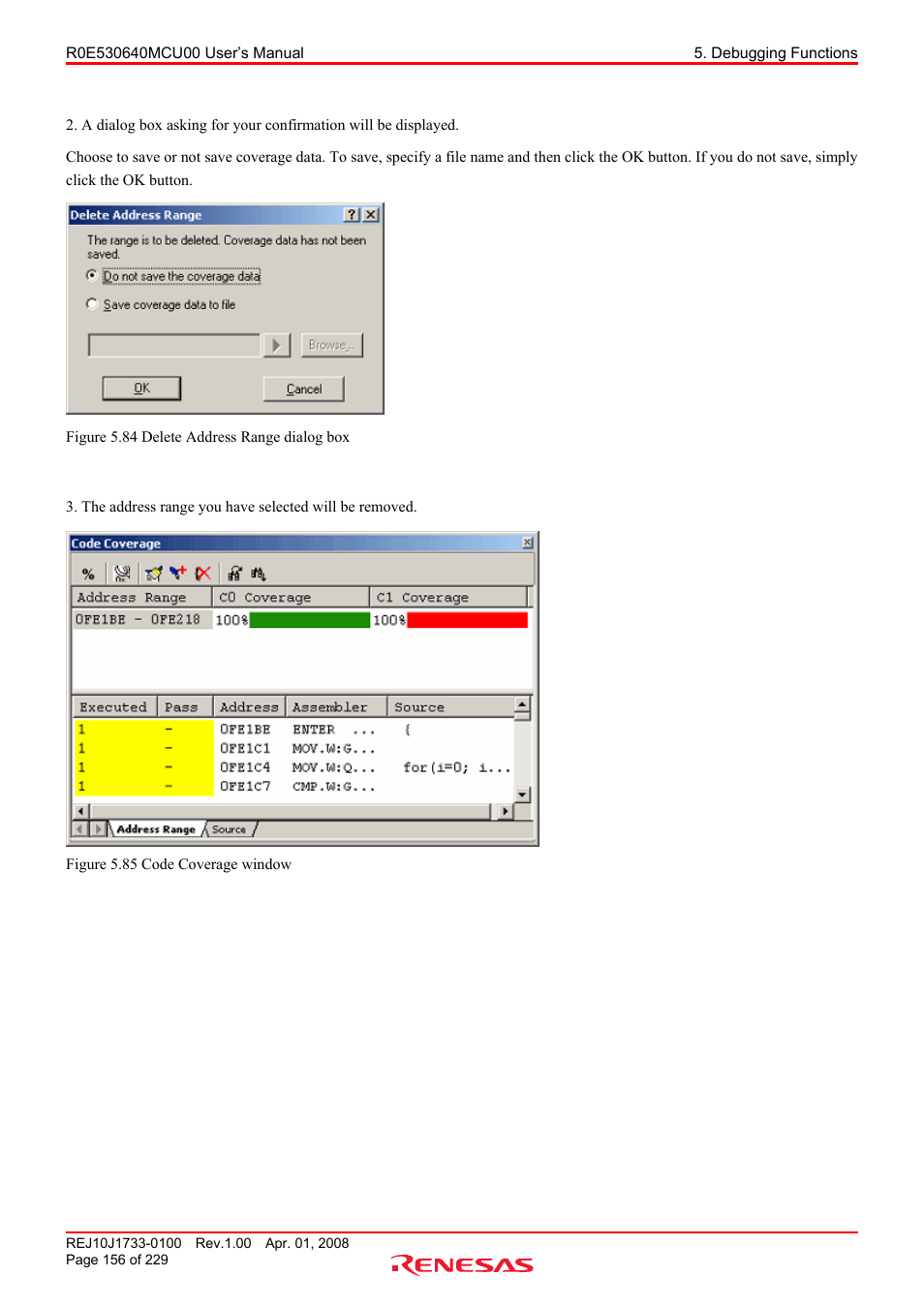Renesas R0E530640MCU00 User Manual | Page 156 / 229
