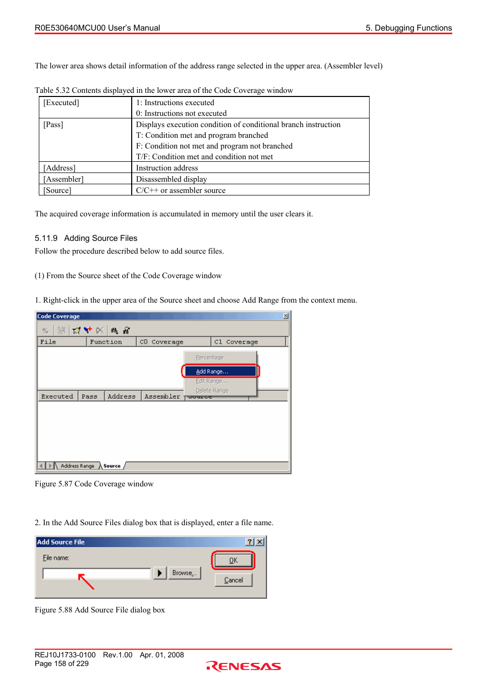 9 adding source files, Adding source files | Renesas R0E530640MCU00 User Manual | Page 158 / 229