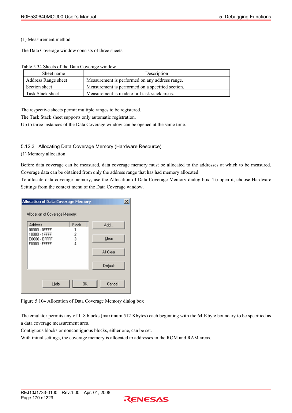Renesas R0E530640MCU00 User Manual | Page 170 / 229