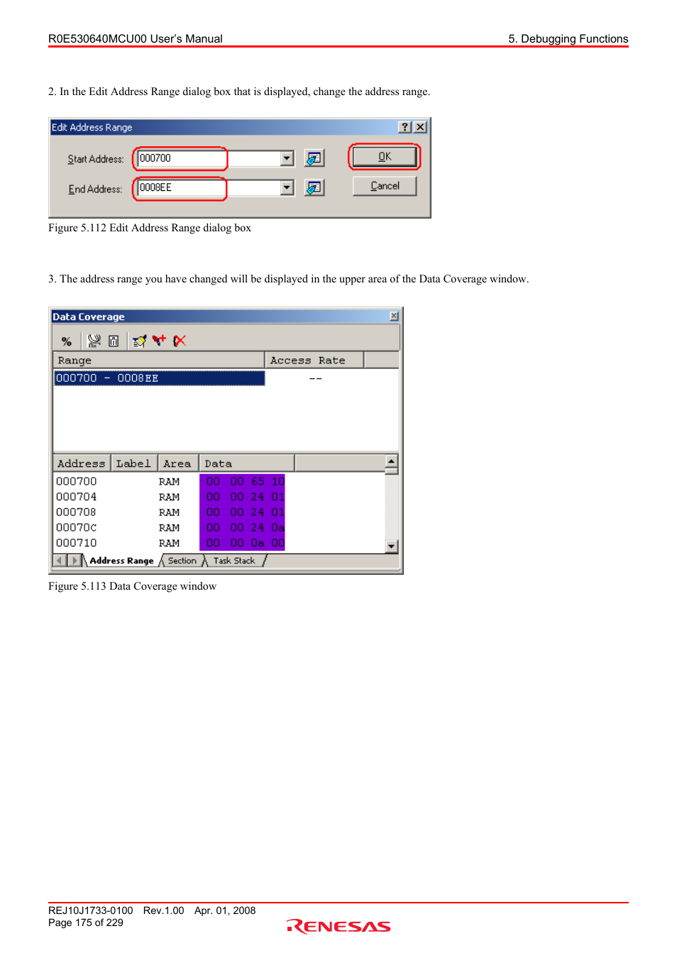 Renesas R0E530640MCU00 User Manual | Page 175 / 229