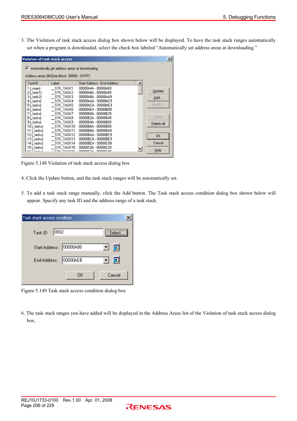 Renesas R0E530640MCU00 User Manual | Page 206 / 229