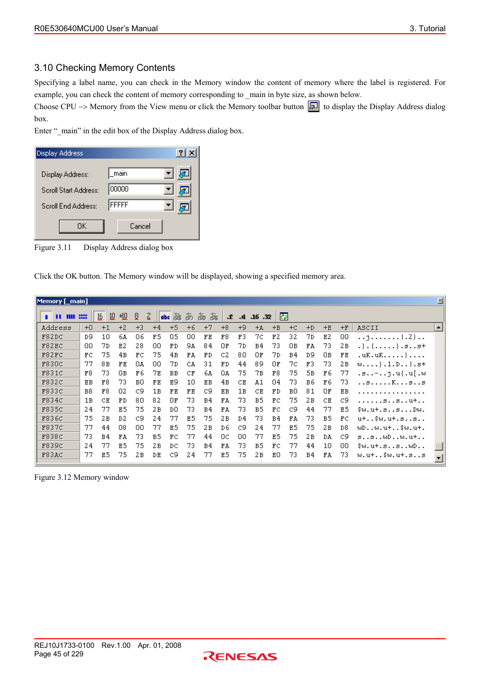 10 checking memory contents | Renesas R0E530640MCU00 User Manual | Page 45 / 229