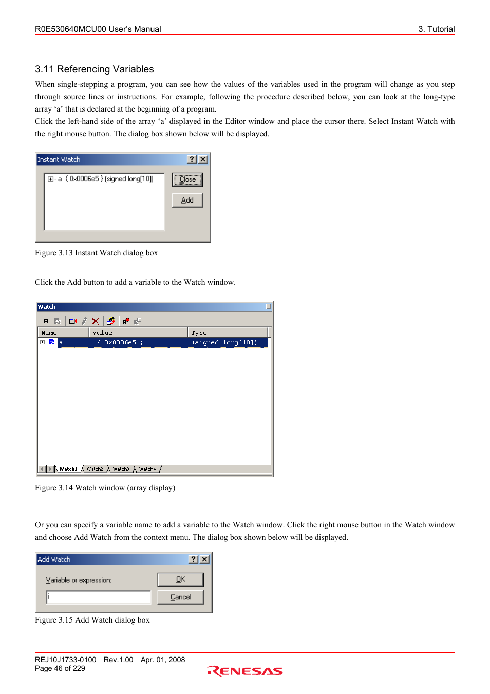 11 referencing variables | Renesas R0E530640MCU00 User Manual | Page 46 / 229