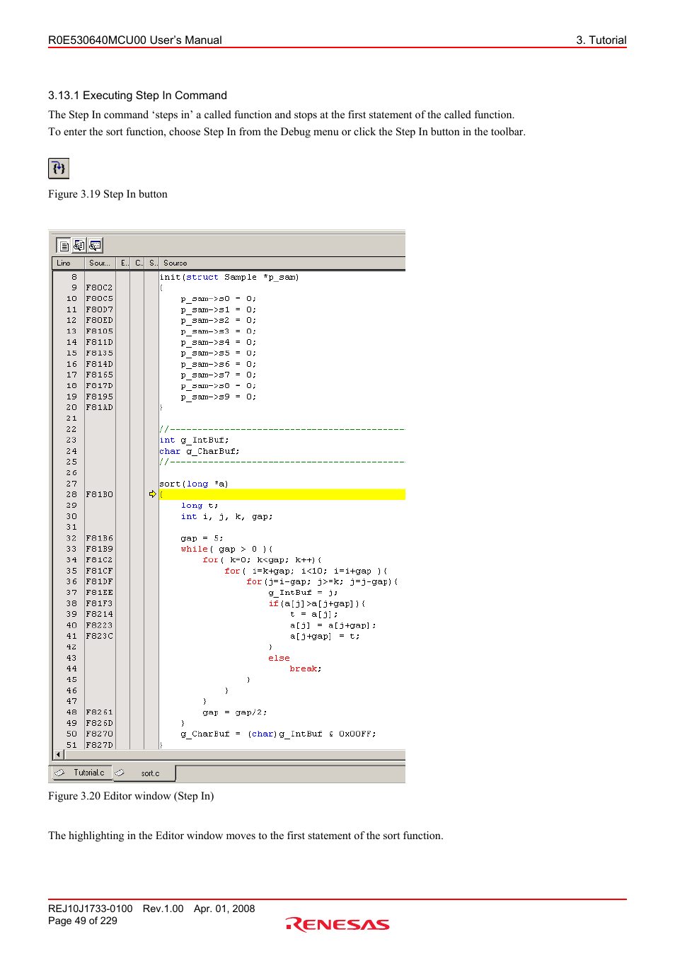1 executing step in command | Renesas R0E530640MCU00 User Manual | Page 49 / 229