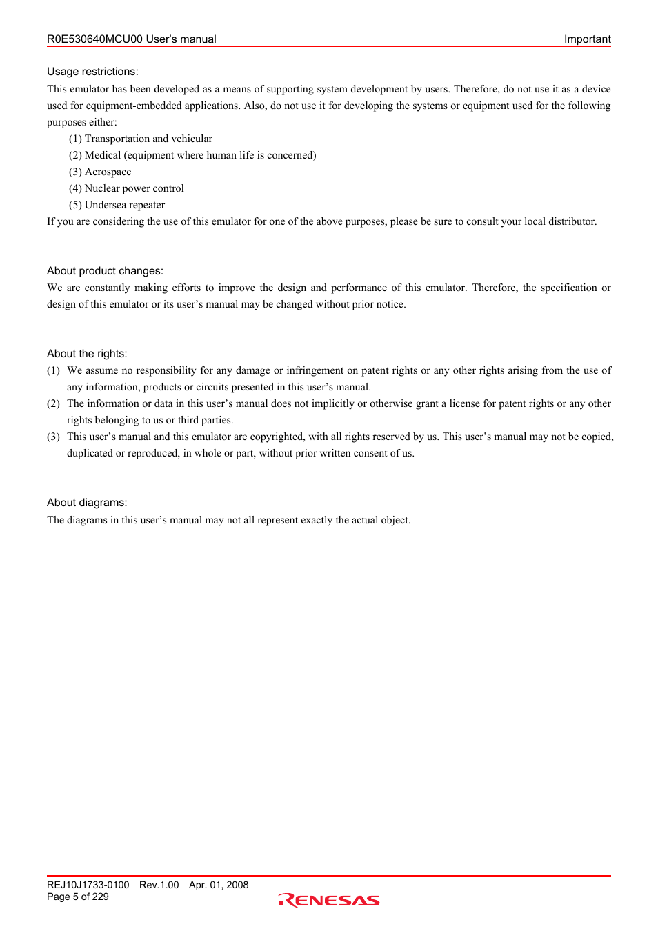 Renesas R0E530640MCU00 User Manual | Page 5 / 229
