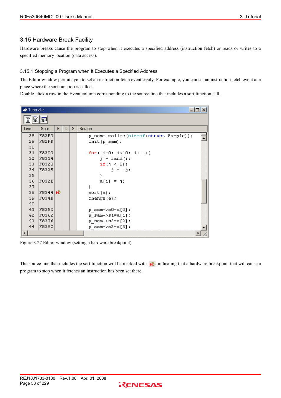 15 hardware break facility | Renesas R0E530640MCU00 User Manual | Page 53 / 229