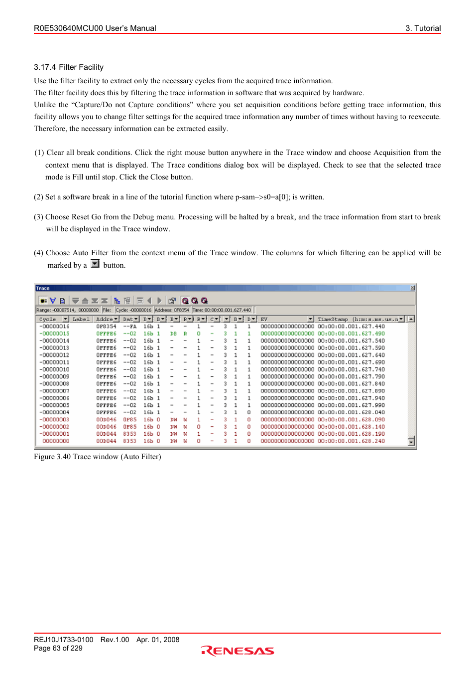4 filter facility, Filter facility | Renesas R0E530640MCU00 User Manual | Page 63 / 229