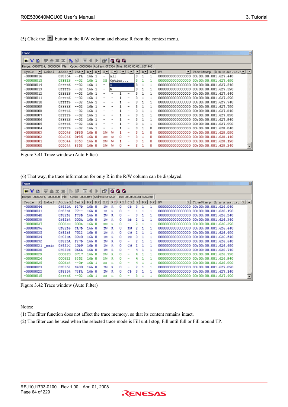 Renesas R0E530640MCU00 User Manual | Page 64 / 229