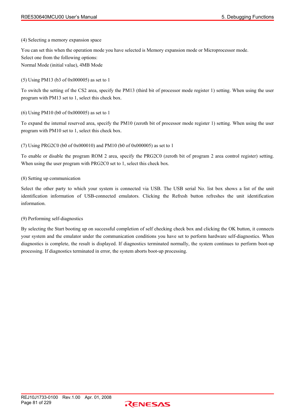 Renesas R0E530640MCU00 User Manual | Page 81 / 229