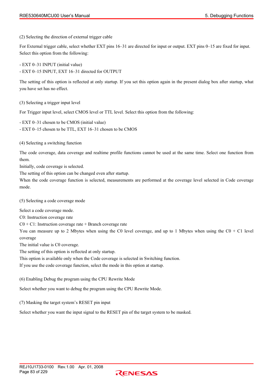 Renesas R0E530640MCU00 User Manual | Page 83 / 229