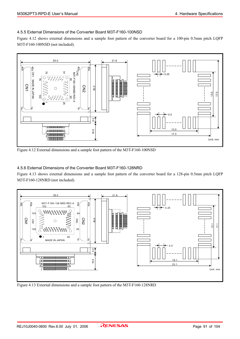 Cn 1 cn 2 | Renesas Emulation Pod M3062PT3-RPD-E User Manual | Page 91 / 104