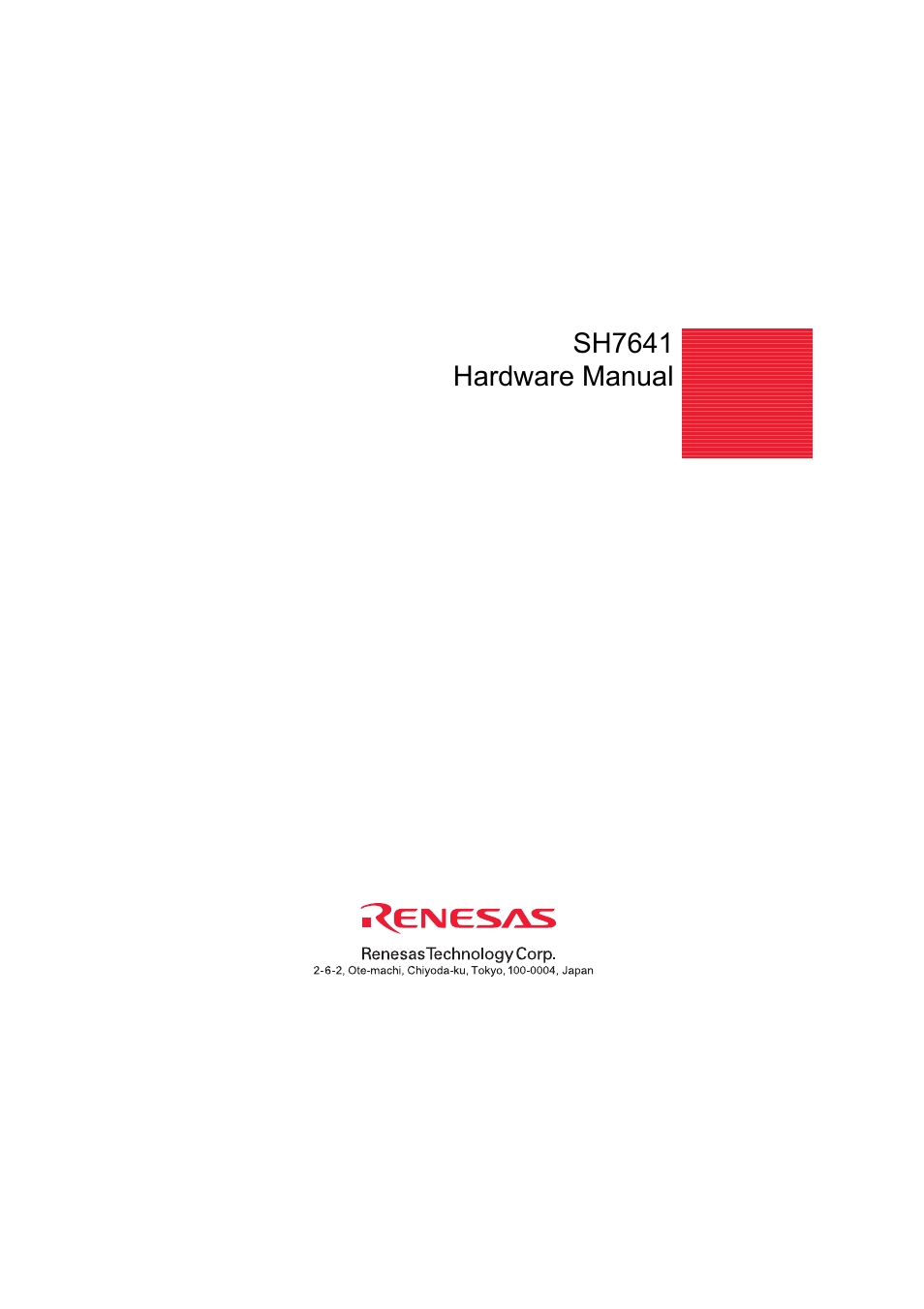 Back cover, Sh7641 hardware manual | Renesas SH7641 User Manual | Page 1036 / 1036