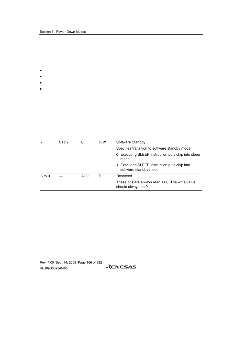 2 register descriptions, 1 standby control register (stbcr) | Renesas SH7641 User Manual | Page 216 / 1036