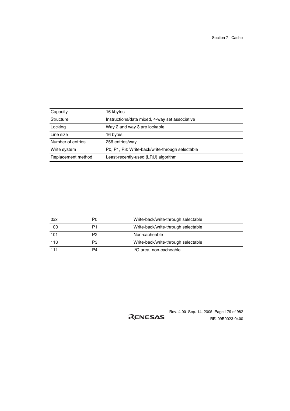 Section 7 cache, 1 features | Renesas SH7641 User Manual | Page 229 / 1036