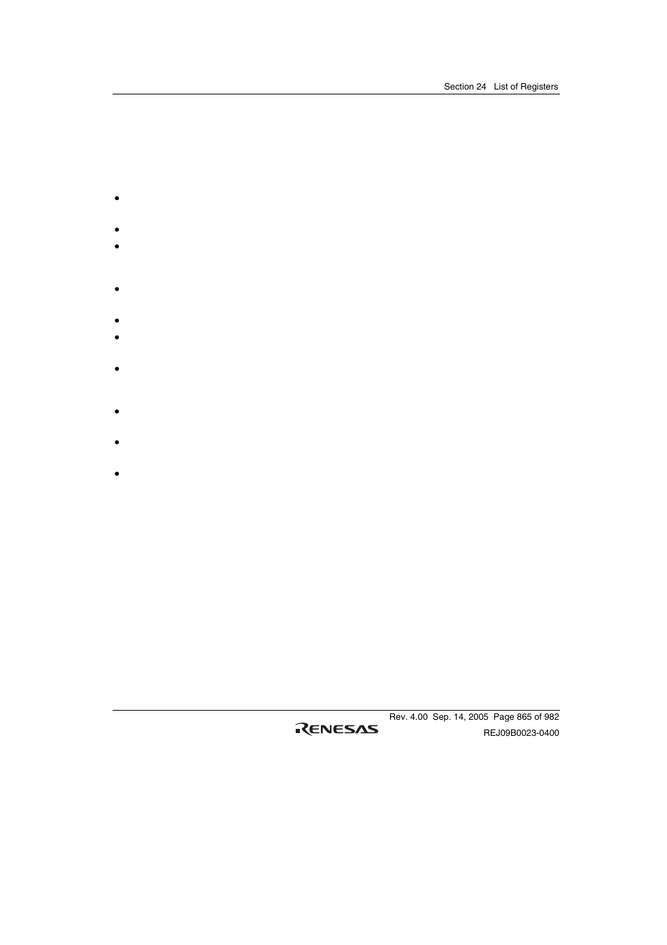 Section 24 list of registers | Renesas SH7641 User Manual | Page 915 / 1036