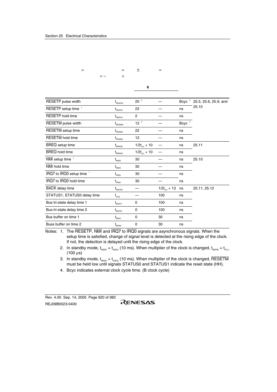 2 control signal timing, Q= 3.0 v to 3.6 v, v, 8 v ±5%, av | 7 v to 3.6 v, v, Q = v | Renesas SH7641 User Manual | Page 970 / 1036