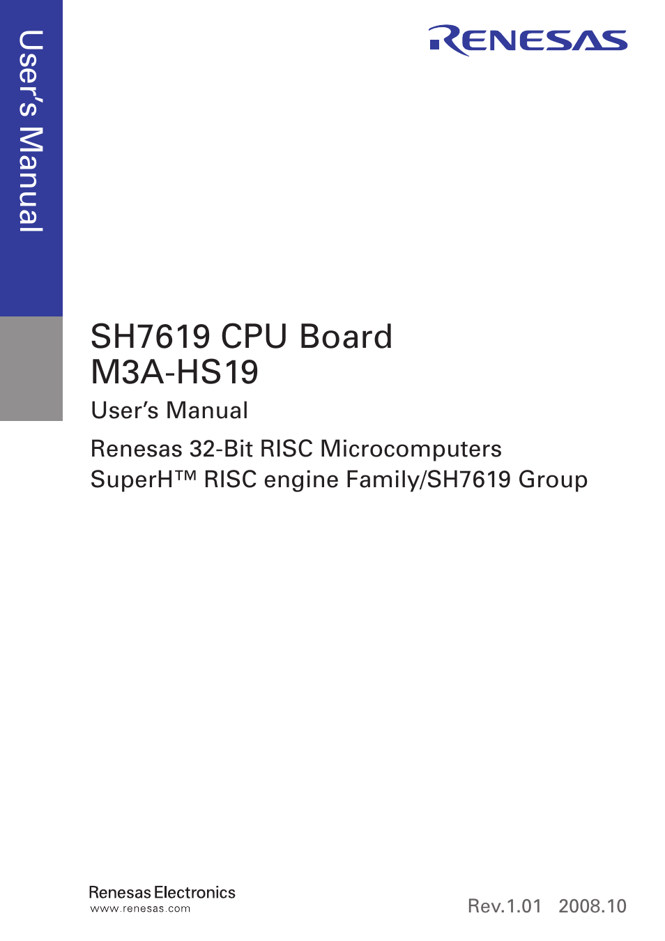 Renesas CPU Board M3A-HS19 User Manual | Page 3 / 74