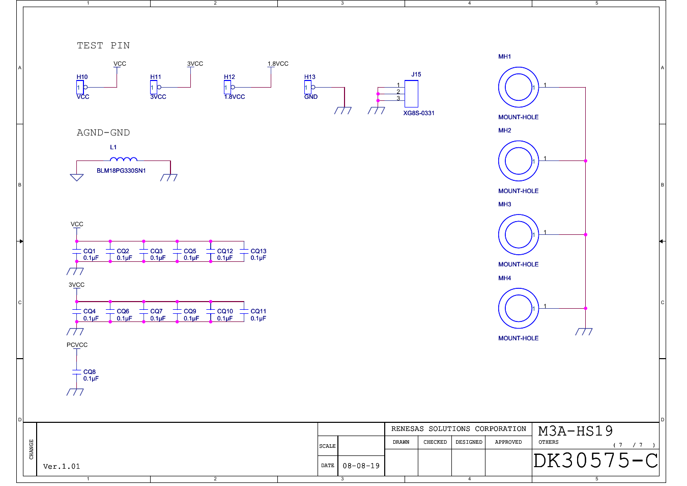 M3a-hs19, Agnd-gnd test pin | Renesas CPU Board M3A-HS19 User Manual | Page 69 / 74