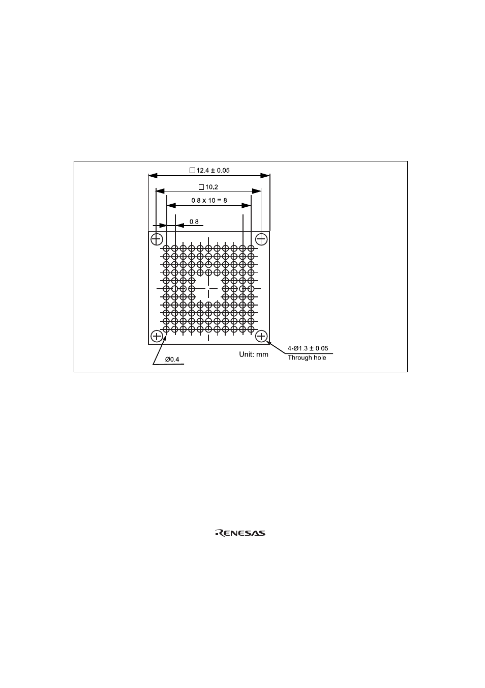 3recommended dimensions for user system mount pad, Figure 7 recommended dimensions for mount pad, Recommended dimensions for user system mount pad | Renesas H8S/2214 Series User Manual | Page 16 / 22