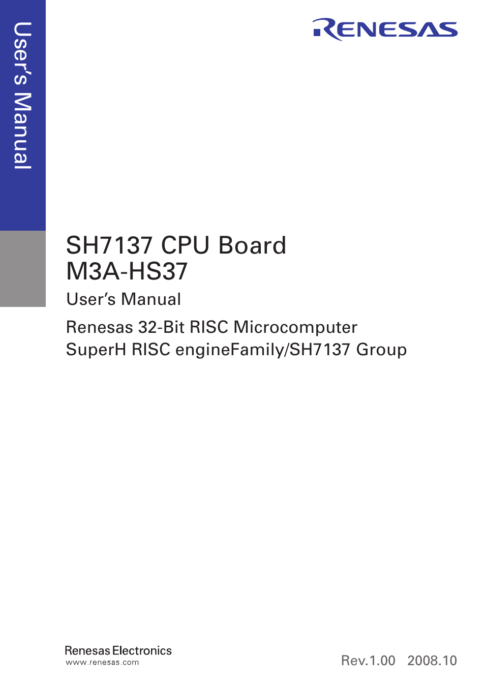 Cover | Renesas M3A-HS37 User Manual | Page 3 / 64