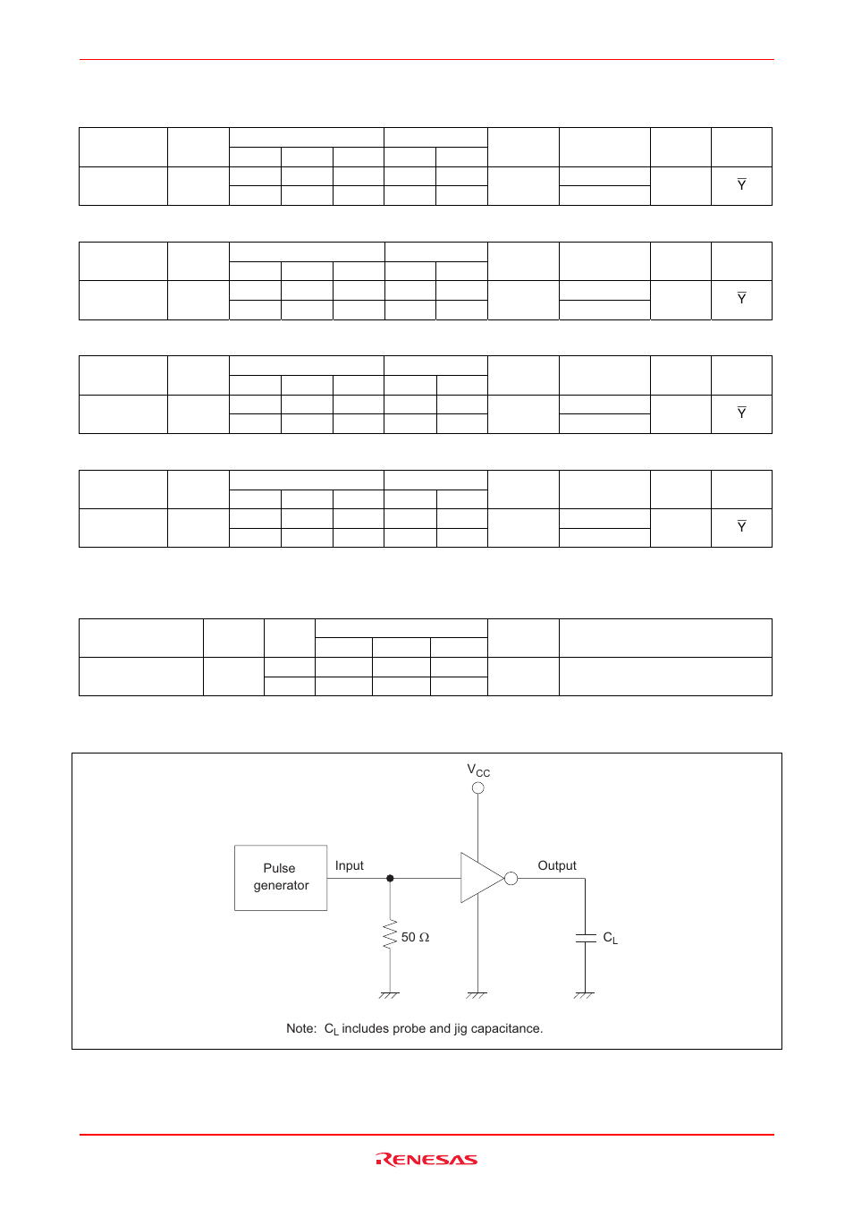Switching characteristics, Operating characteristics, Test circuit | Renesas HD74LV1GWU04A User Manual | Page 4 / 6