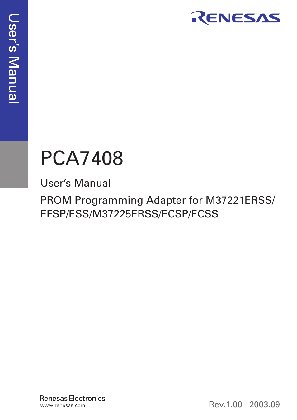 Pca7408 | Renesas PROM Programming Adapter PCA7408 User Manual | Page 3 / 18