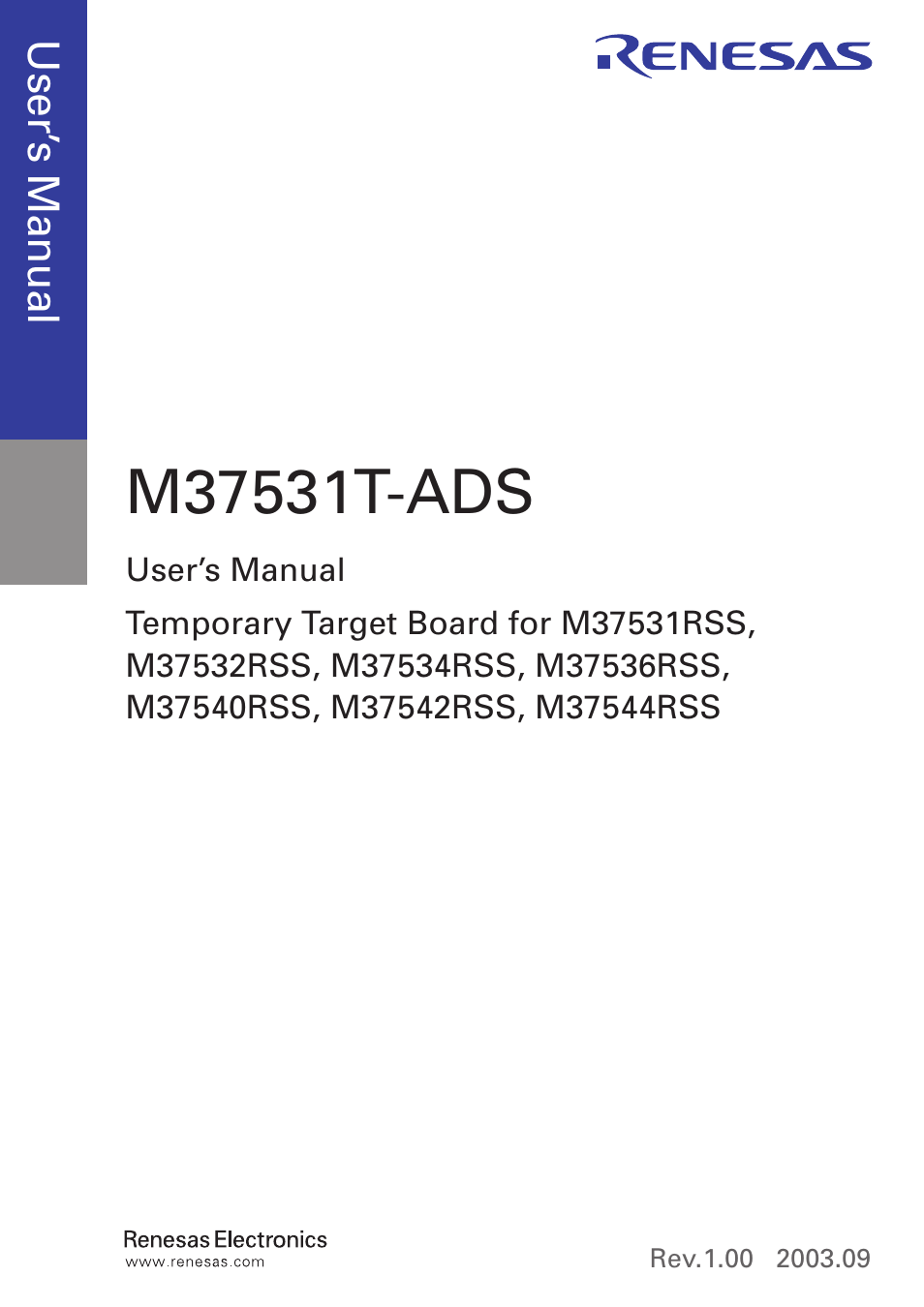 Renesas Single-Chip Microcomputer M37531T-ADS User Manual | Page 3 / 14