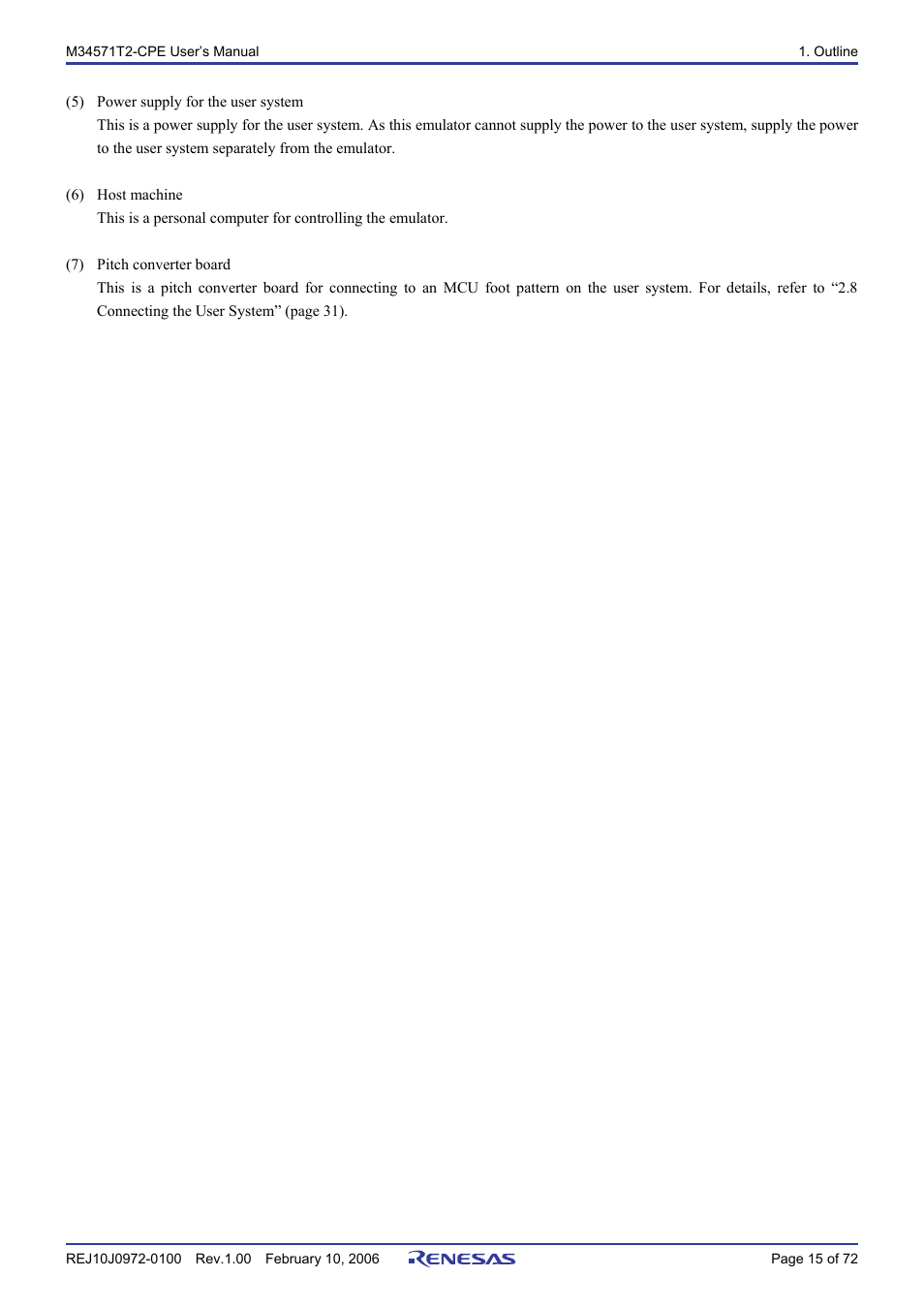 Renesas Compact Emulator M34571T2-CPE User Manual | Page 17 / 74