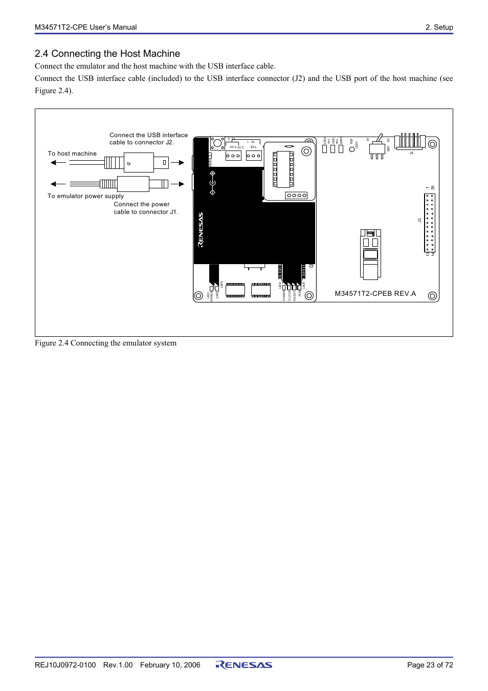 4 connecting the host machine | Renesas Compact Emulator M34571T2-CPE User Manual | Page 25 / 74