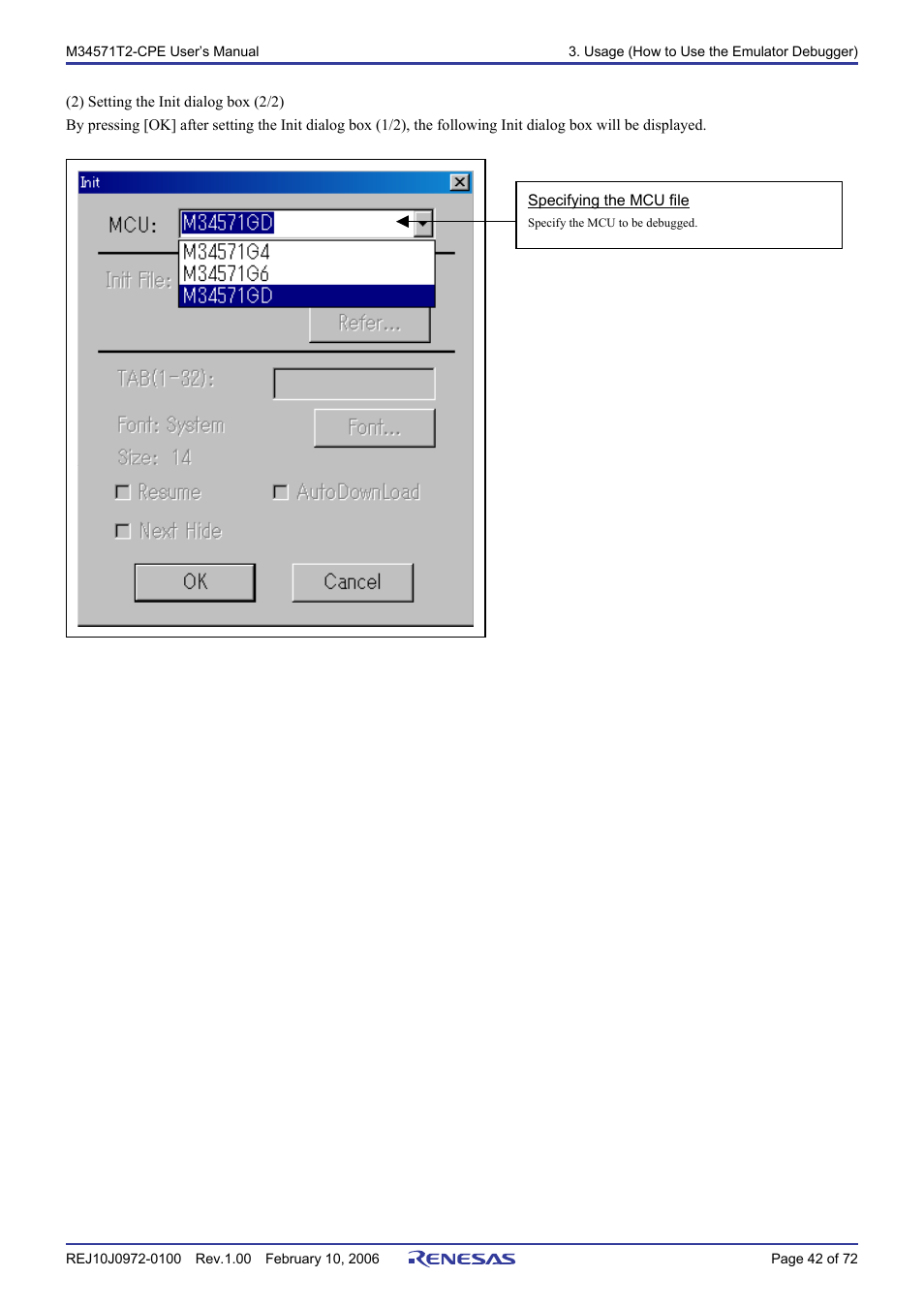 Renesas Compact Emulator M34571T2-CPE User Manual | Page 44 / 74