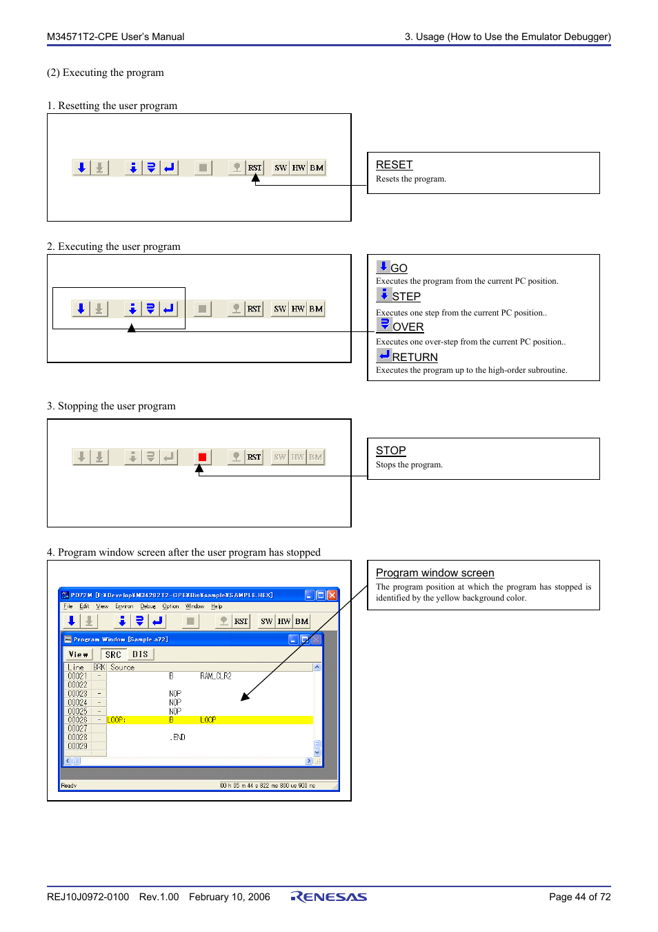 Renesas Compact Emulator M34571T2-CPE User Manual | Page 46 / 74