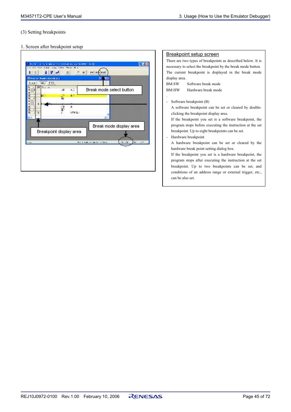 Renesas Compact Emulator M34571T2-CPE User Manual | Page 47 / 74