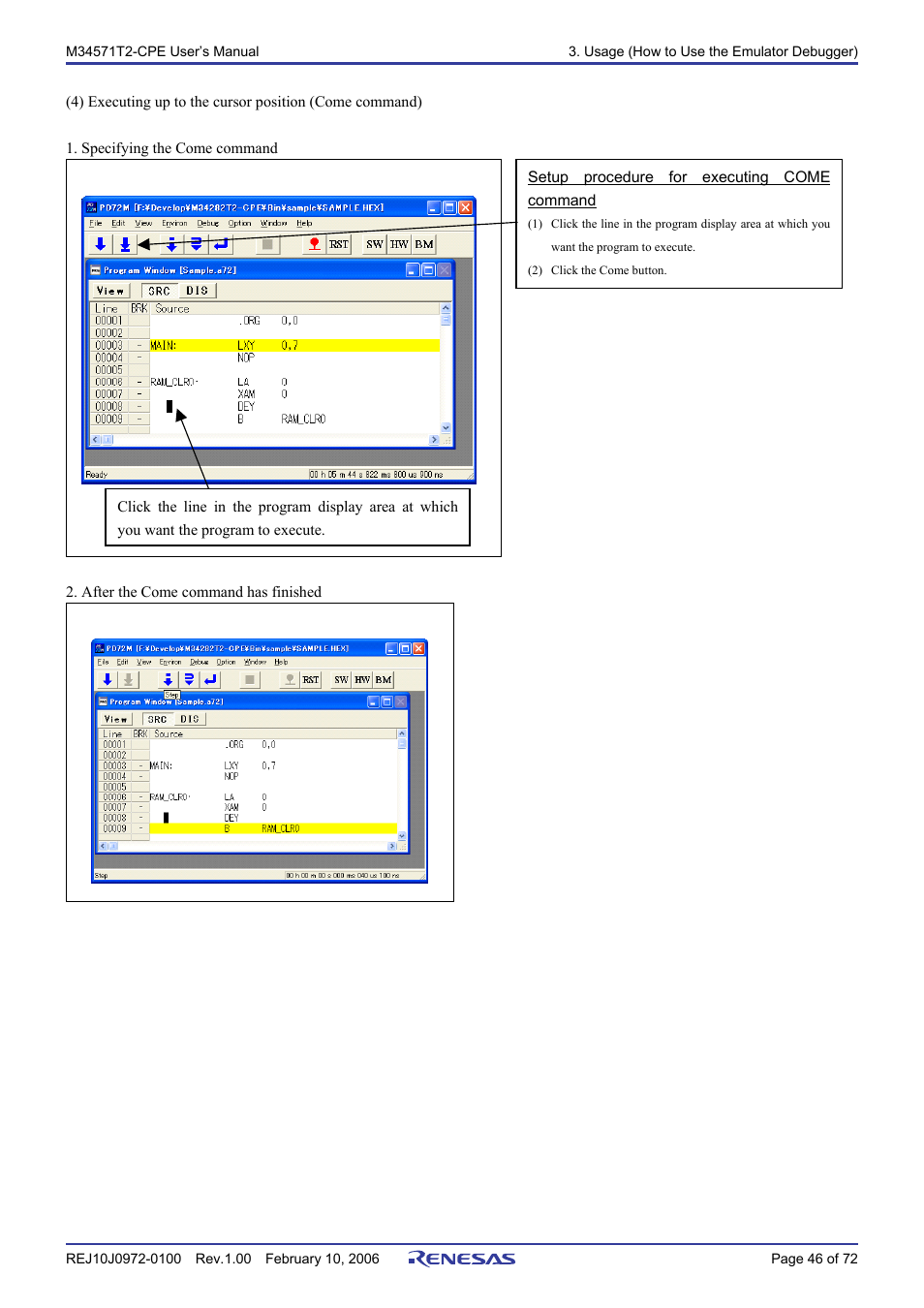 Renesas Compact Emulator M34571T2-CPE User Manual | Page 48 / 74