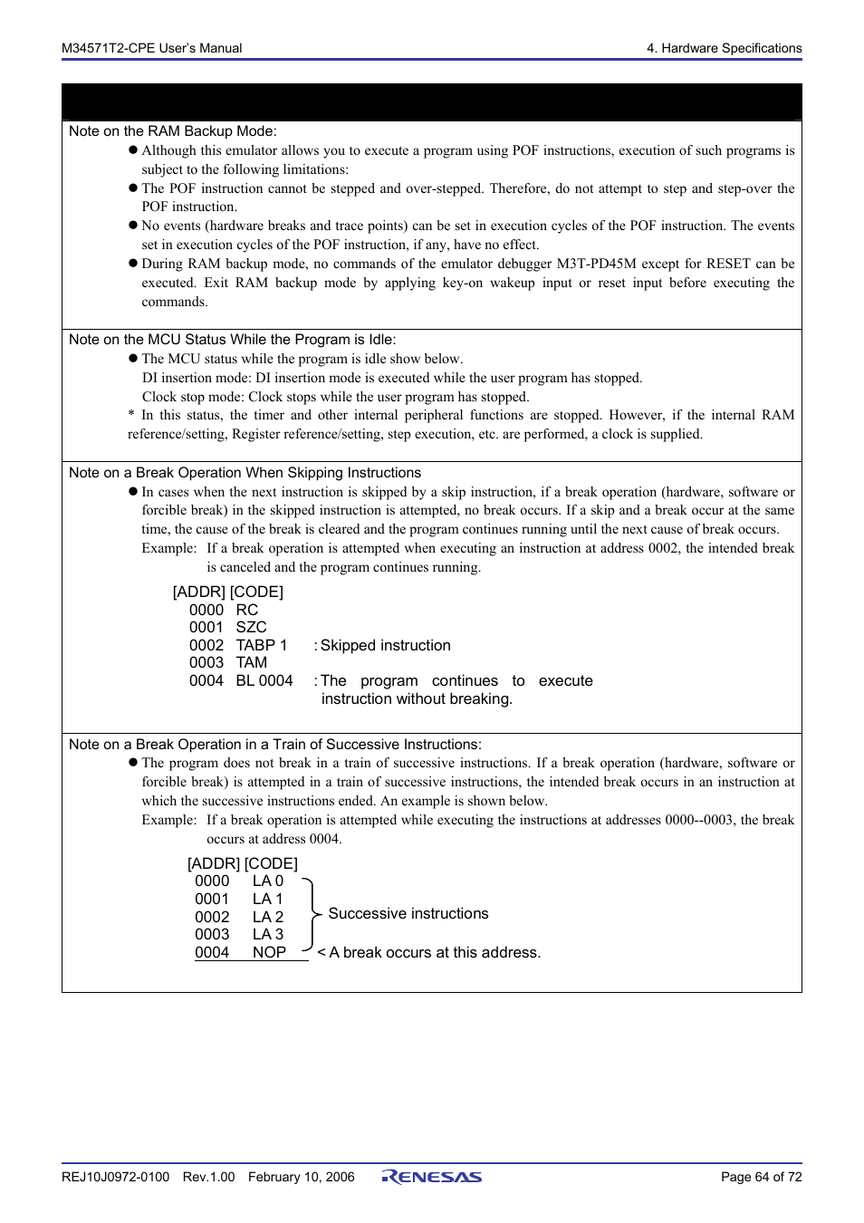 Important | Renesas Compact Emulator M34571T2-CPE User Manual | Page 66 / 74