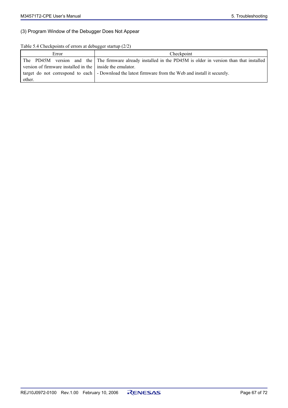 Renesas Compact Emulator M34571T2-CPE User Manual | Page 69 / 74