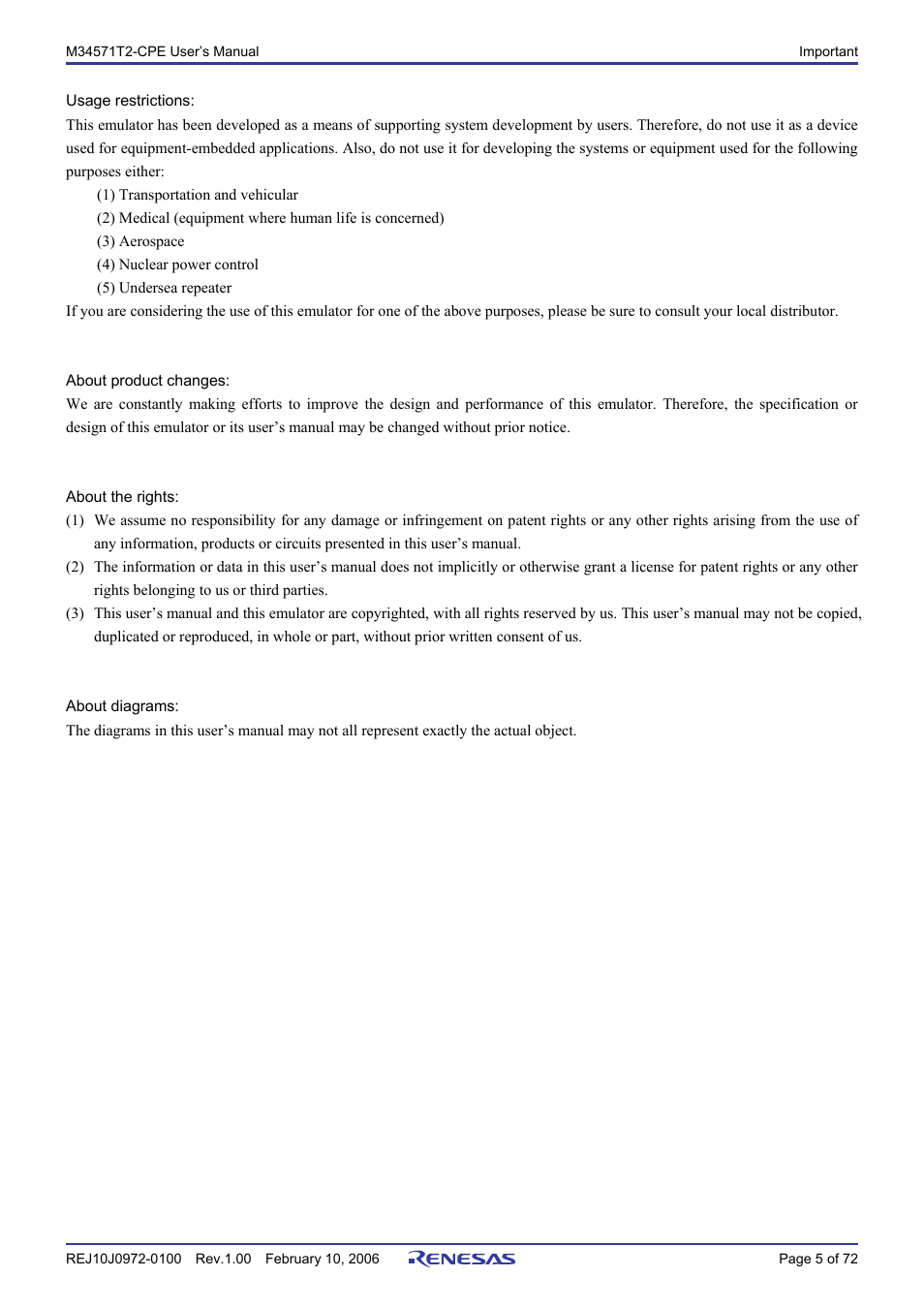 Renesas Compact Emulator M34571T2-CPE User Manual | Page 7 / 74