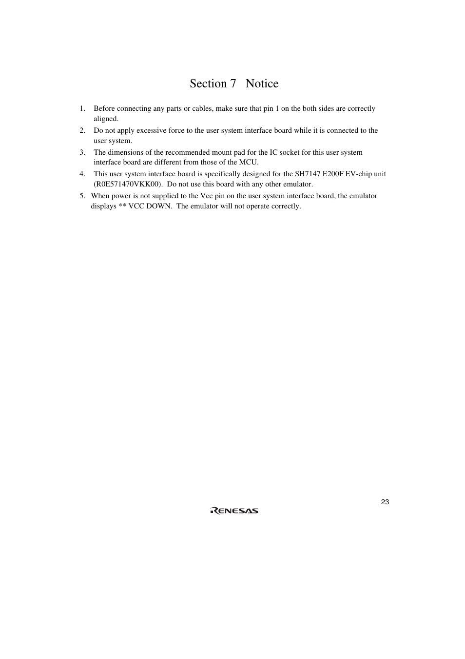 Section 7 notice | Renesas SH7147 User Manual | Page 43 / 48