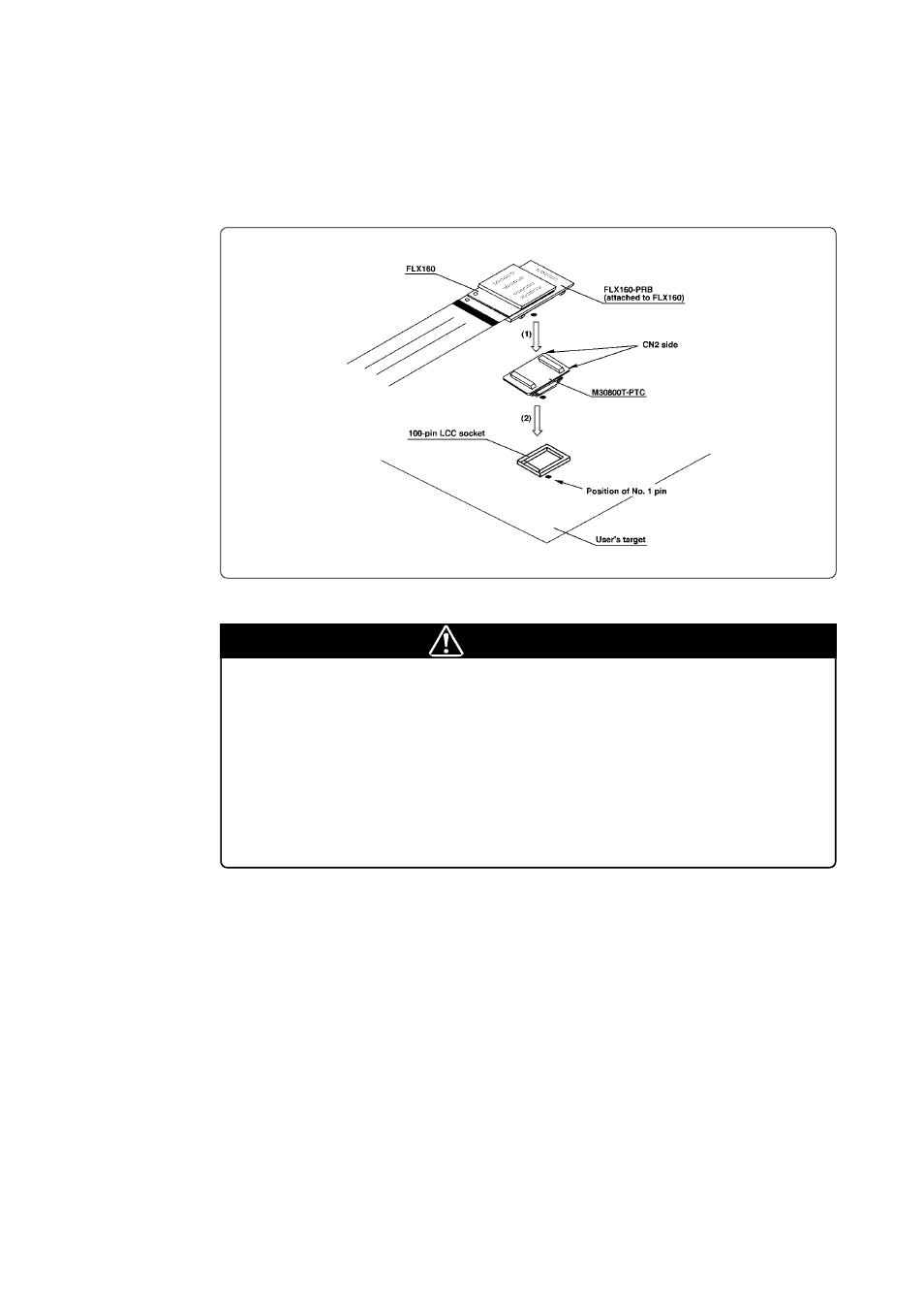 1) connecting 100-pin lcc socket, Caution | Renesas Emulation Pod for M16C/80 Group MCUs M30803T-RPD-E User Manual | Page 39 / 76